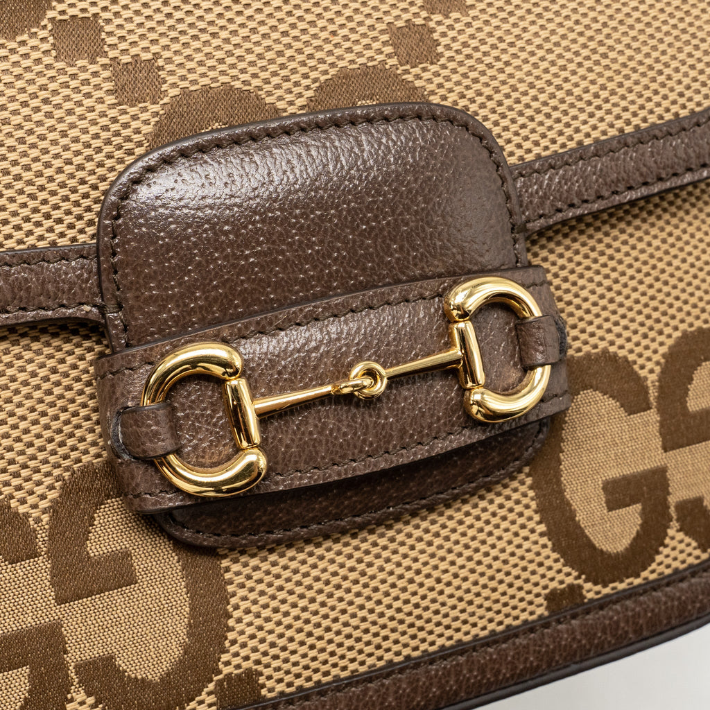 Gucci Horsebit 1955 small shoulder bag giant GG supreme canvas beige/brown GHW