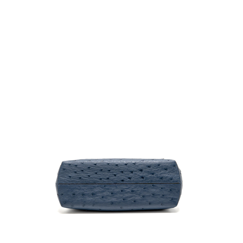 Fendi Medium Fendi First Clutch Bag Ostrich Navy Blue GHW