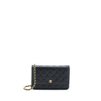 CHANEL CLASSIC WALLET ON CHAIN CAVIAR BLACK GHW (MICROCHIP)