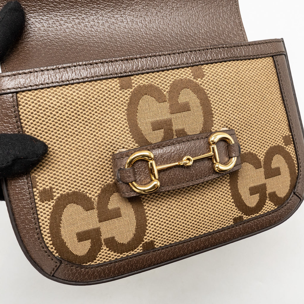 Gucci Horsebit 1955 small shoulder bag giant GG supreme canvas beige/brown GHW