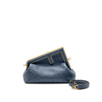 Fendi Medium Fendi First Clutch Bag Ostrich Navy Blue GHW