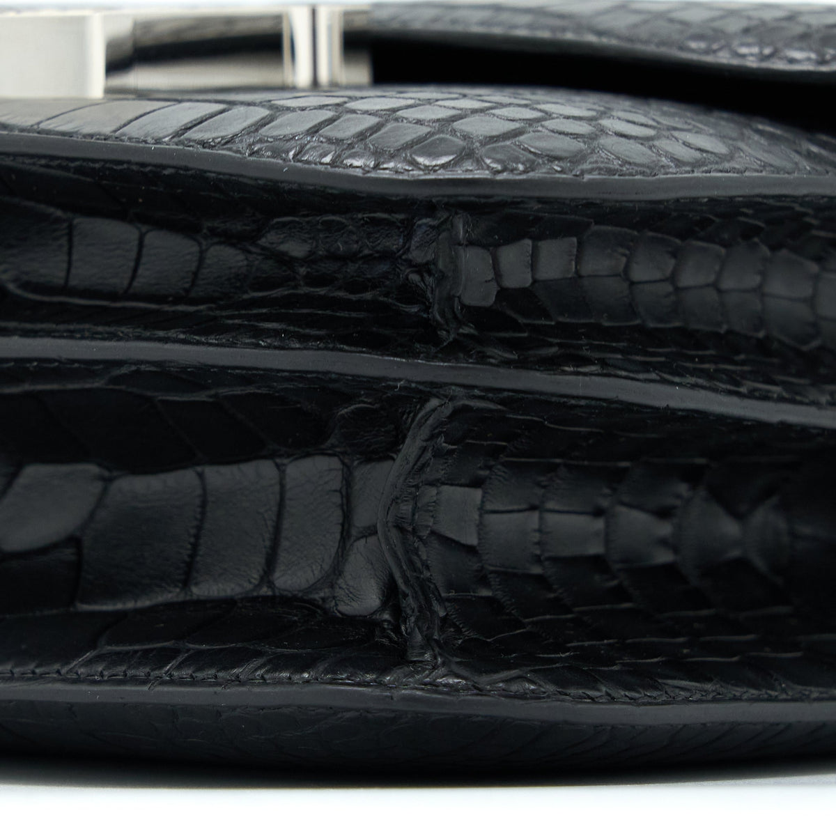 Hermes Mini Constance Mat Alligator Mississippians Black With Lizard Buckle SHW