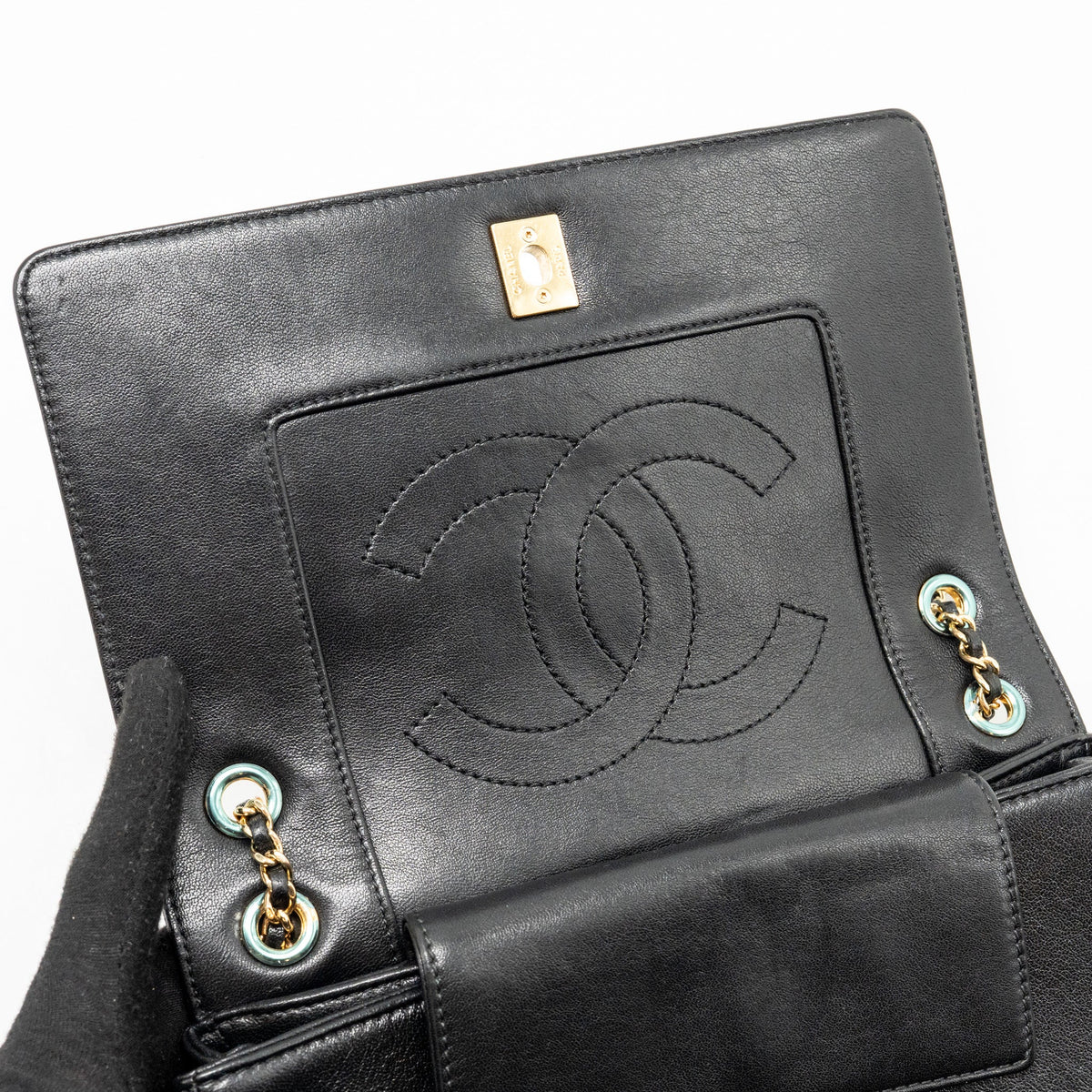 Chanel Mademoiselle Enamel Flap Bag Shiny Sheepskin Black GHW