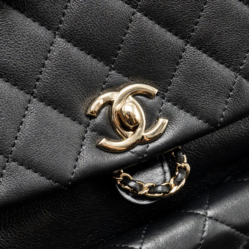 CHANEL LARGE DUMA BACKPACK CALFSKIN BLACK LGHW (MICROCHIP)