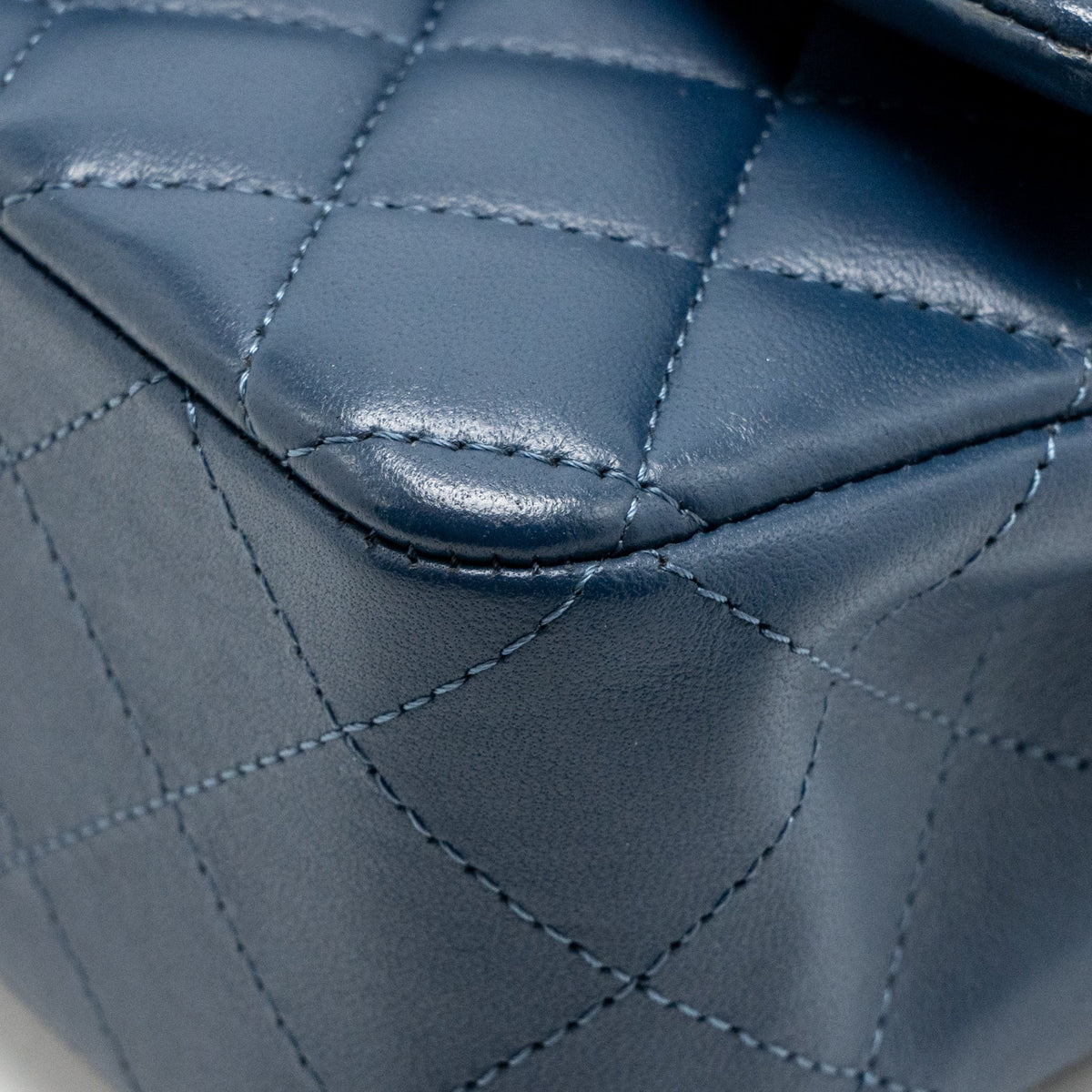 Chanel Mini Rectangular Flap Bag Lambskin Navy SHW