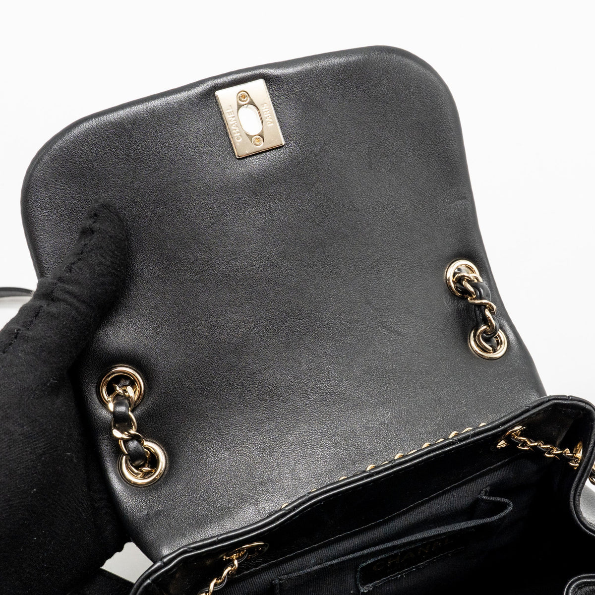 CHANEL LARGE DUMA BACKPACK CALFSKIN BLACK LGHW (MICROCHIP)