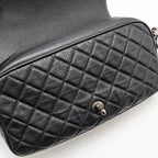 CHANEL MEDIUM CASUAL ROCK FLAP BAG GRAINED CALFSKIN BLACK RUTHENIUM HARDWARE