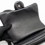 CHANEL MEDIUM CASUAL ROCK FLAP BAG GRAINED CALFSKIN BLACK RUTHENIUM HARDWARE