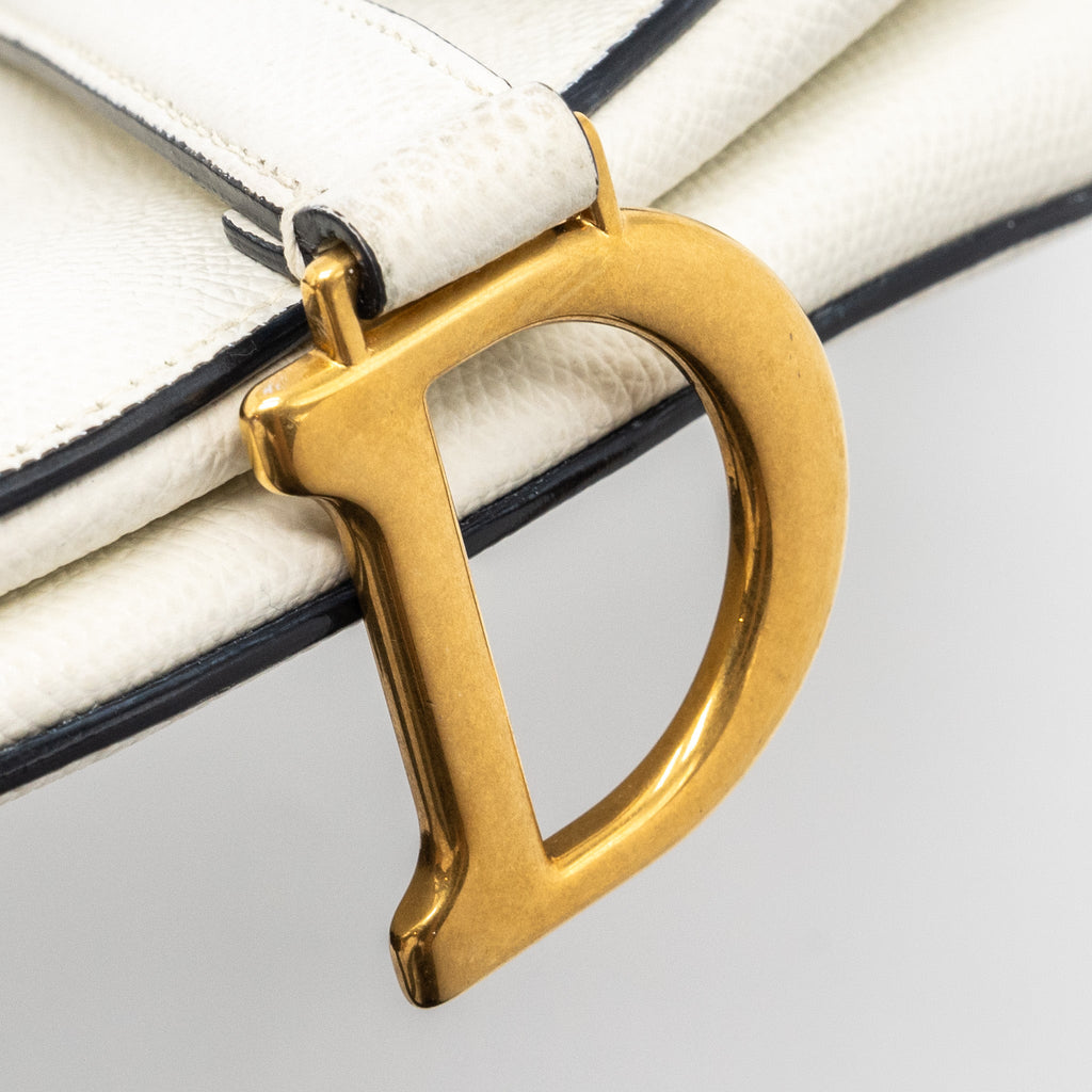 DIOR MINI SADDLE BAG CALFSKIN WHITE GHW
