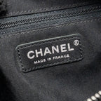 CHANEL MEDIUM CASUAL ROCK FLAP BAG GRAINED CALFSKIN BLACK RUTHENIUM HARDWARE