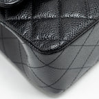 CHANEL MEDIUM CLASSIC DOUBLE FLAP BAG CAVIAR BLACK SHW (MICROCHIP)