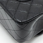 CHANEL MEDIUM CLASSIC DOUBLE FLAP BAG CAVIAR BLACK SHW (MICROCHIP)