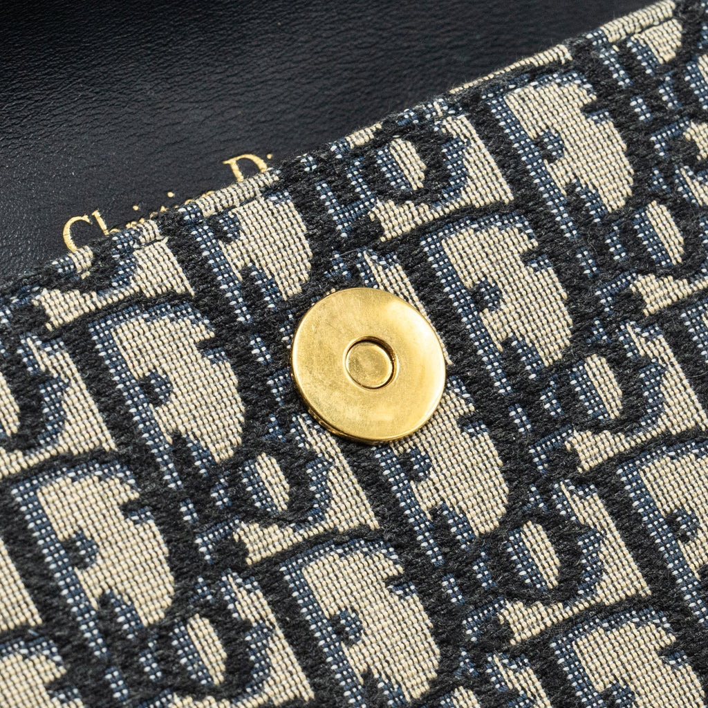 DIOR SADDLE BELT POUCH OBLIQUE JACQUARD CANVAS BLUE GHW