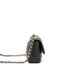 CHANEL 19 FLAP BAG SMALL LAMBSKIN BLACK GOLD/SLIVER HARDWARE