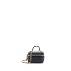 CHANEL TOP HANDLE MINI ZIPPER SOFT VANITY WITH CHAIN CAVIAR BLACK GHW