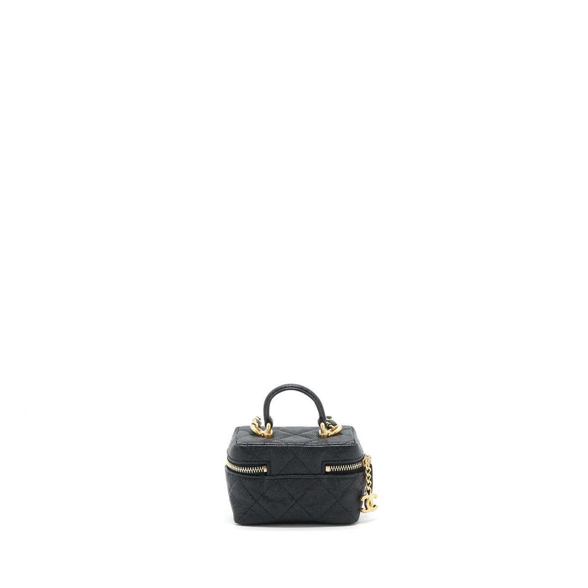 CHANEL TOP HANDLE MINI ZIPPER SOFT VANITY WITH CHAIN CAVIAR BLACK GHW