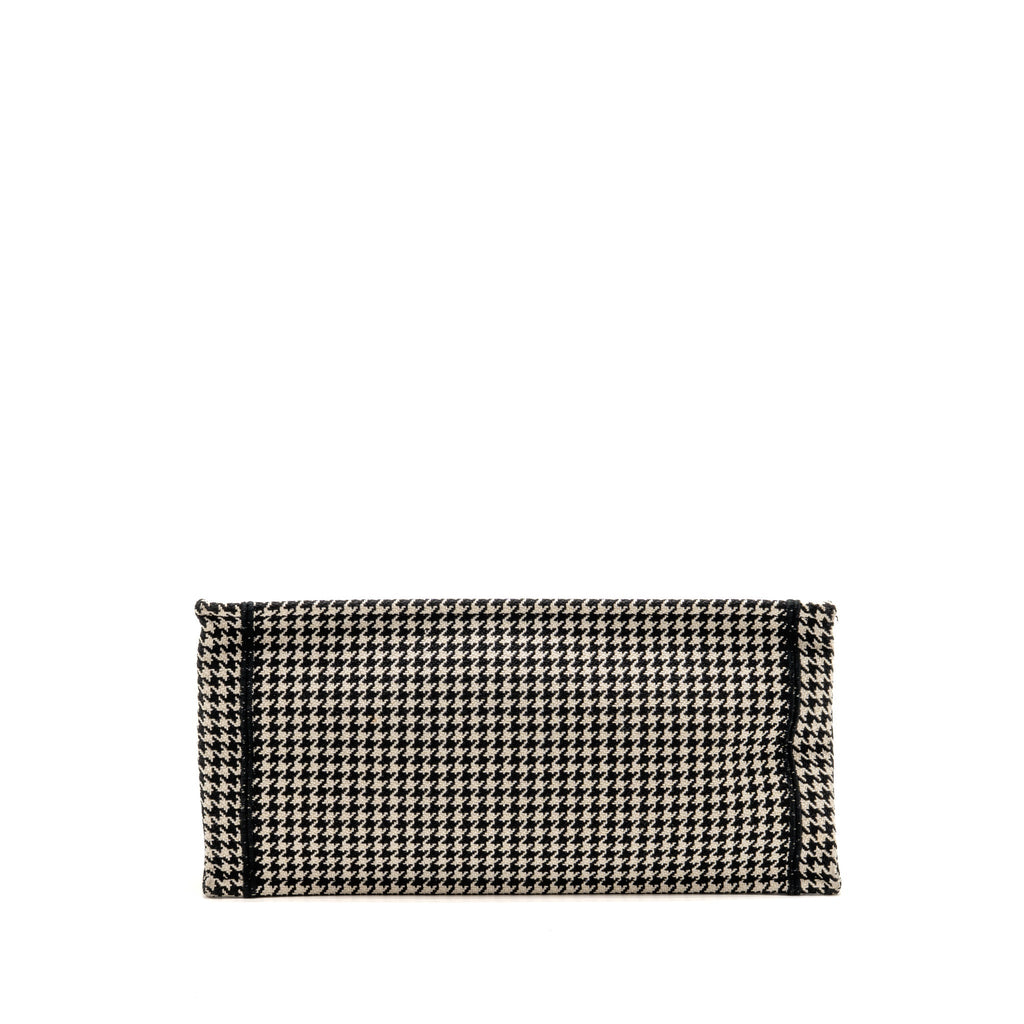 Dior Medium Houndstooth Embroidery Book Tote Canvas Black / White