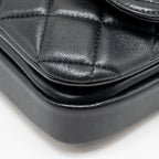 CHANEL 24S CC LOGO TOP HANDLE FLAP BAG WITH CHAIN LAMBSKIN BLACK GHW (MICROCHIP)