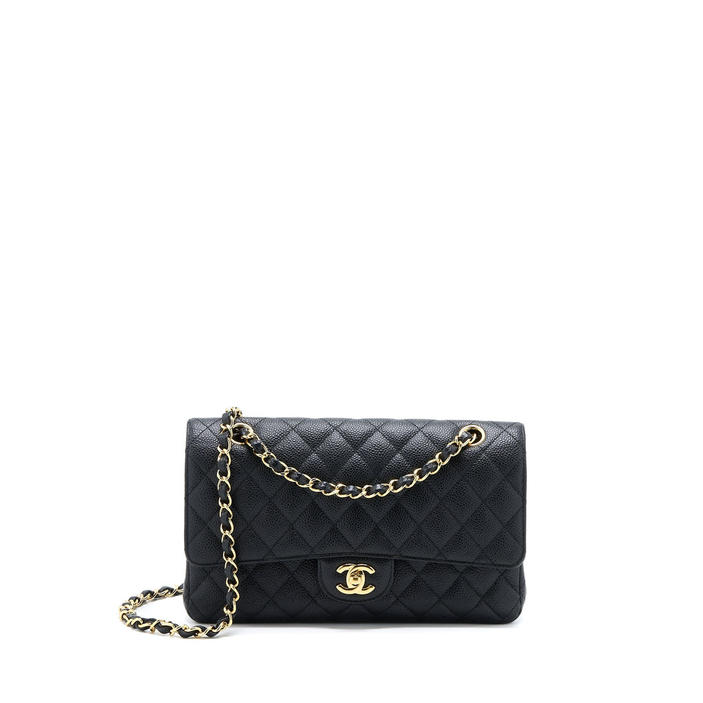 CHANEL MEDIUM CLASSIC DOUBLE FLAP BAG CAVIAR BLACK GHW