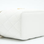 CHANEL 22S LOGO TOP HANDLE LONG VANITY WITH CHAIN CAVIAR WHITE GHW