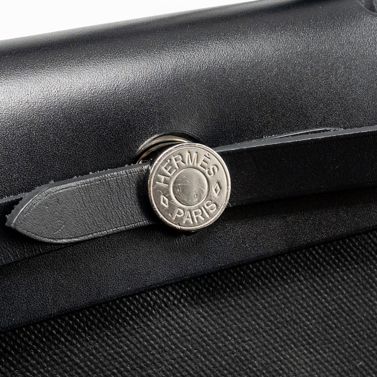 Hermes Herbag 31 Zip Bag Berline Canvas/Hunter Leather Black/Ecru-Black SHW