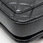 CHANEL 24S CC LOGO TOP HANDLE FLAP BAG WITH CHAIN LAMBSKIN BLACK GHW (MICROCHIP)