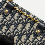 DIOR SADDLE BELT POUCH OBLIQUE JACQUARD CANVAS BLUE GHW