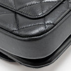 CHANEL 24S CC LOGO TOP HANDLE FLAP BAG WITH CHAIN LAMBSKIN BLACK GHW (MICROCHIP)