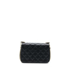 CHANEL 23C MINI FLAP BAG WITH CC LOGO CHAIN GRAINED CALFSKIN BLACK GHW (MICROCHIP)