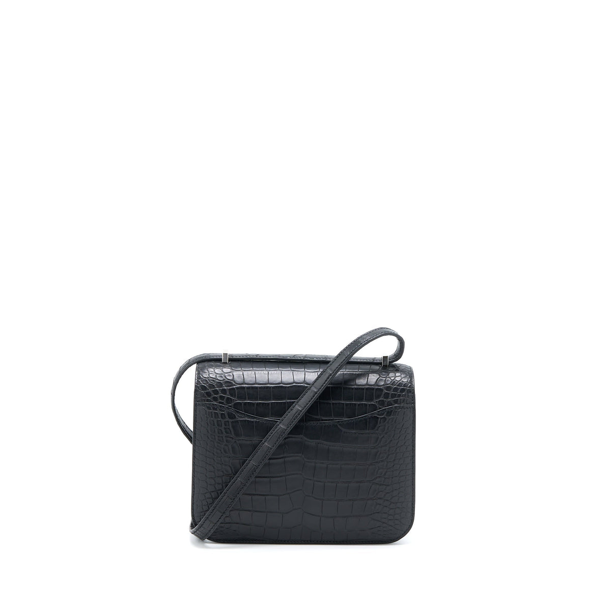 Hermes Mini Constance Mat Alligator Mississippians Black With Lizard Buckle SHW