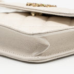 CHANEL JEWELLERY CC MINI FLAP CLUTCH WITH CHAIN CAVIAR PEARLY WHITE LGHW (MICROCHIP)