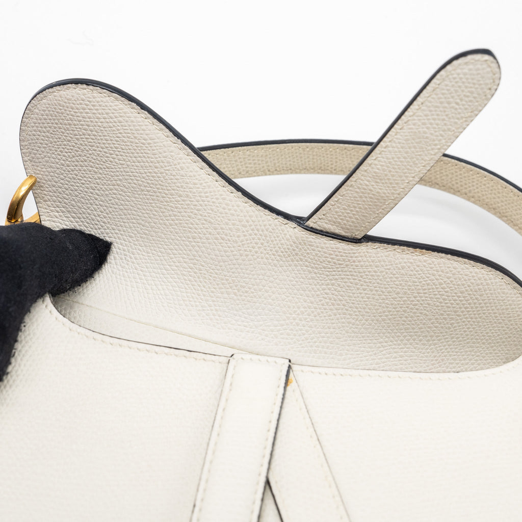 DIOR MINI SADDLE BAG CALFSKIN WHITE GHW