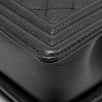 CHANEL SMALL BOY BAG CAVIAR BLACK GHW (MICROCHIP)