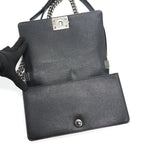 CHANEL CAVIAR OLD MEDIUM LEBOY BAG BLACK WITH RUTHENIUM HARDWARE