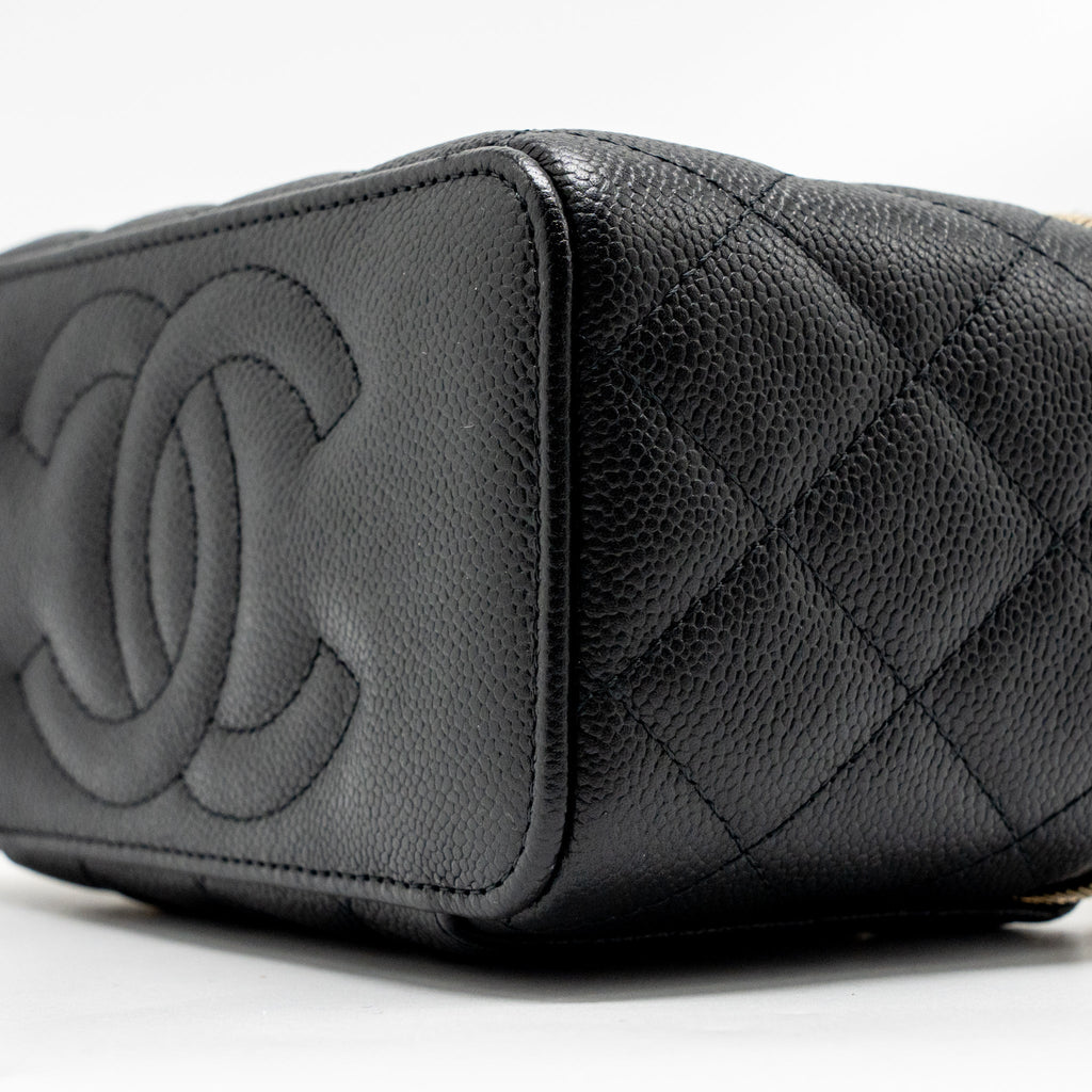 CHANEL COCO LOVE LONG VANITY WITH ADJUSTABLE CHAIN CAVIAR BLACK GHW (MICROCHIP)