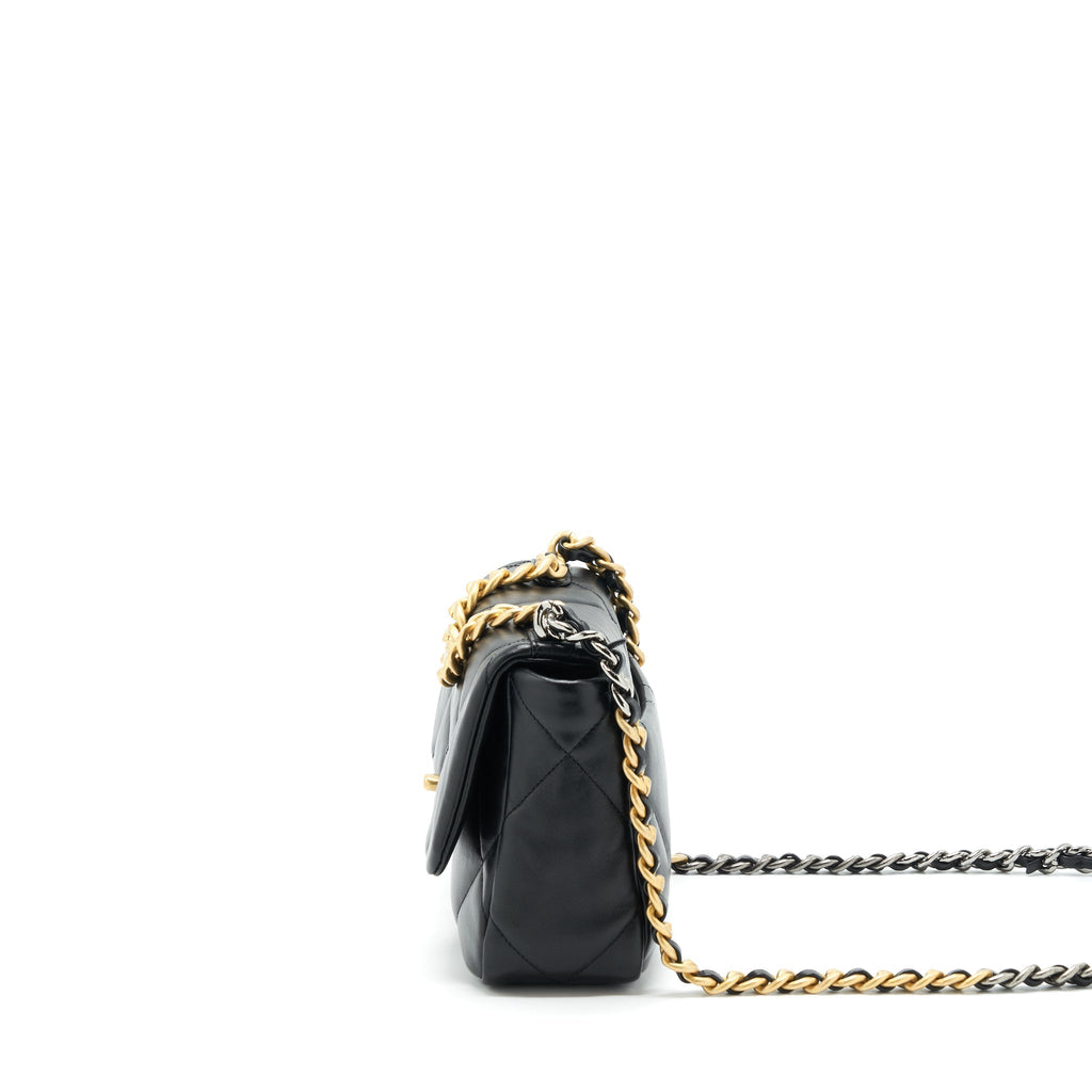 CHANEL 19 SMALL BAG LAMBSKIN BLACK MULTICOLOUR HARDWARE