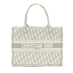 DIOR MEDIUM BOOK TOTE GREY OBLIQUE EMBROIDERY
