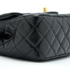 CHANEL PEARL CRUSH MINI SQUARE FLAP BAG LAMBSKIN BLACK GHW (MICROCHIP)