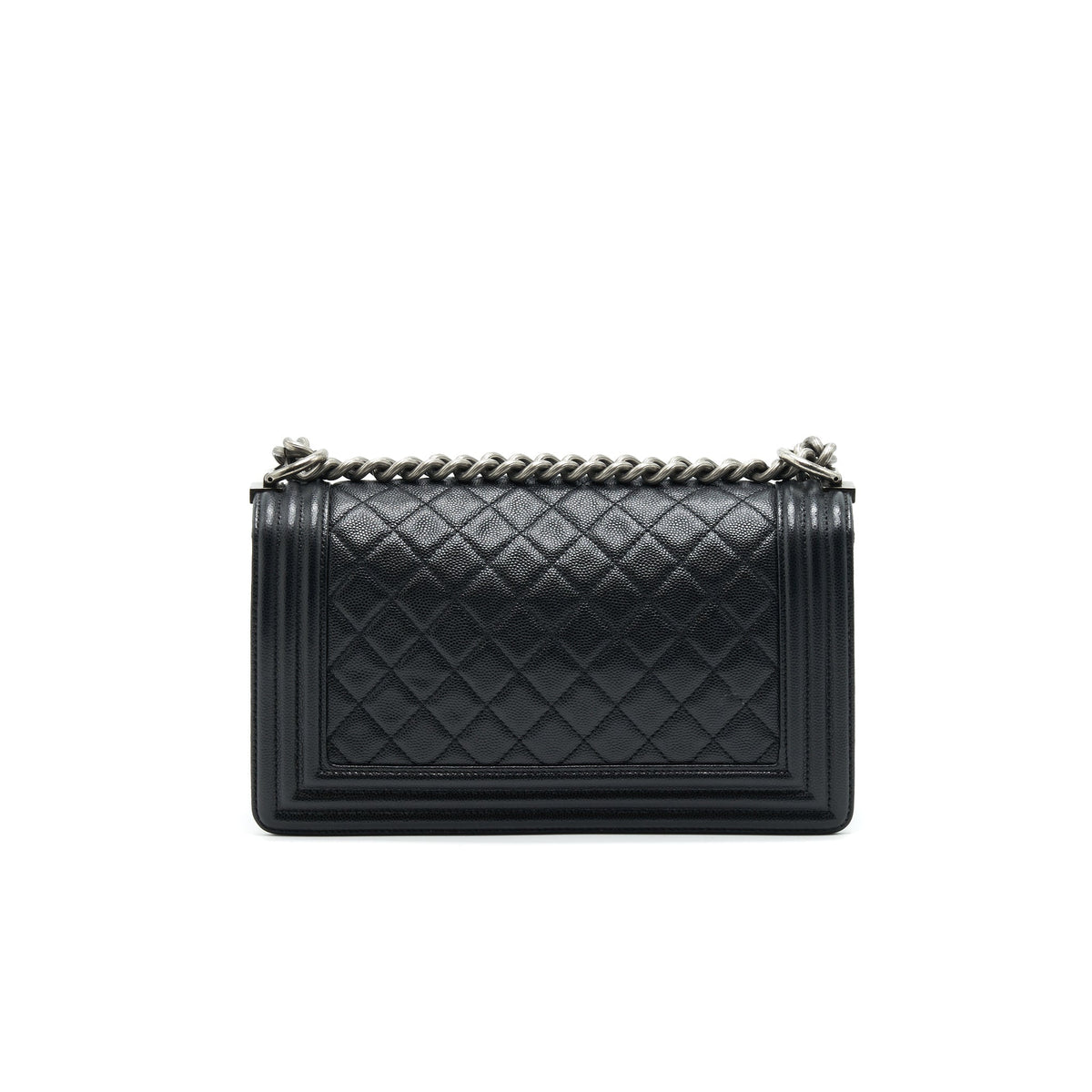 CHANEL CAVIAR OLD MEDIUM LEBOY BAG BLACK WITH RUTHENIUM HARDWARE