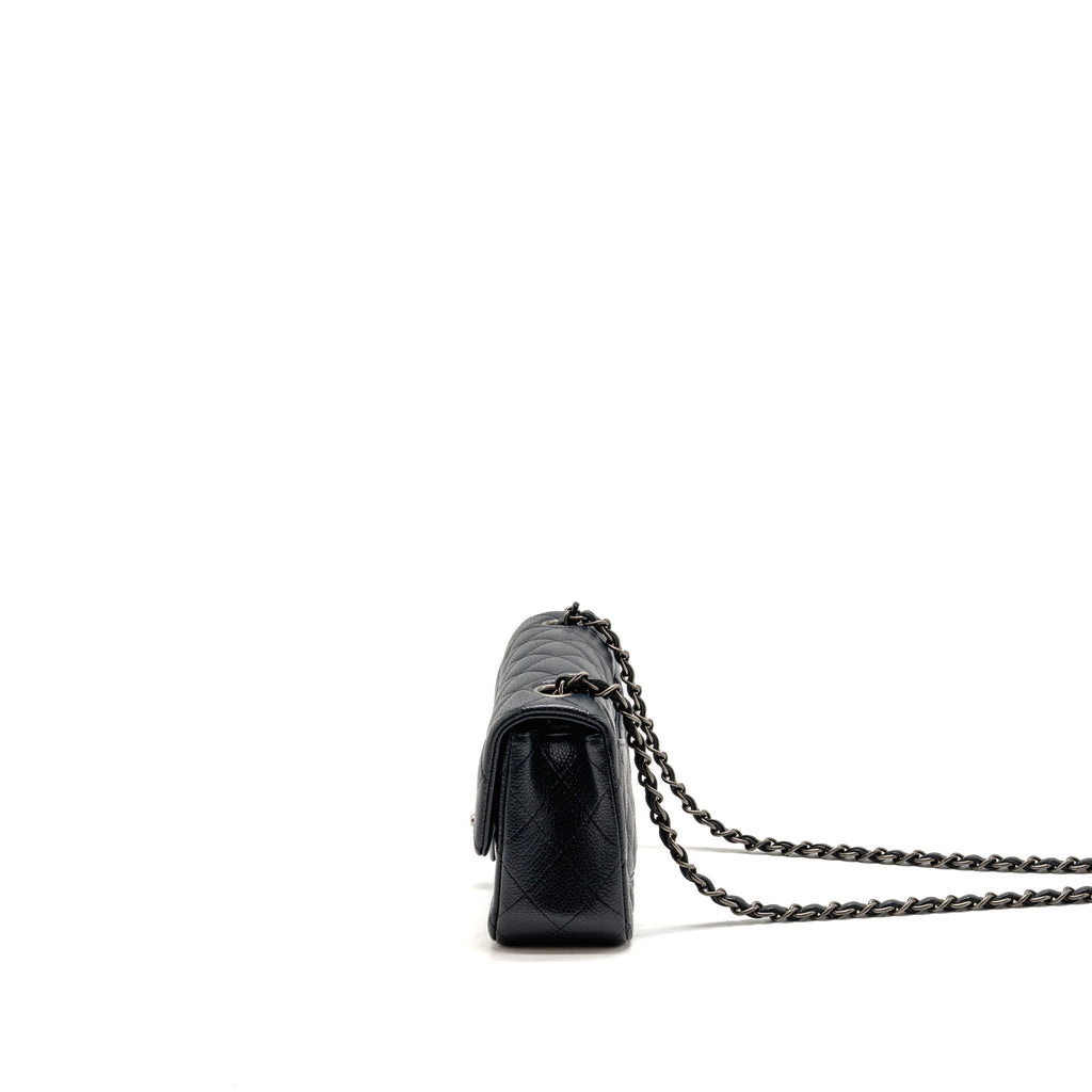 Chanel Mini Rectangular Flap Bag Caviar Dark Blue RUTHENIUM HARDWARE