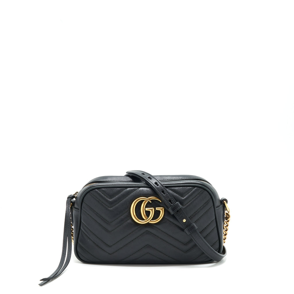 GUCCI MARMONT SMALL MATELASSE SHOULDER BAG BLACK GHW