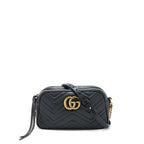 GUCCI MARMONT SMALL MATELASSE SHOULDER BAG BLACK GHW
