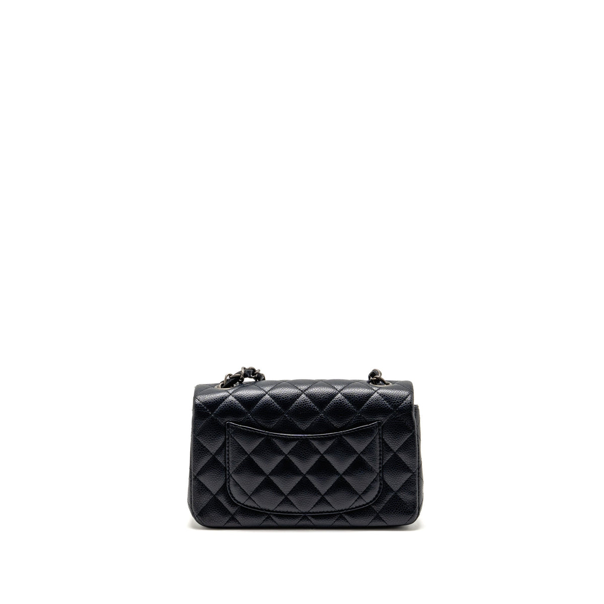 Chanel Mini Rectangular Flap Bag Caviar Dark Blue RUTHENIUM HARDWARE