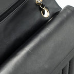 CHANEL MEDIUM CLASSIC DOUBLE FLAP BAG LAMBSKIN CHEVRON BLACK LGHW