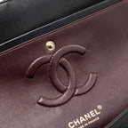 CHANEL MEDIUM CLASSIC DOUBLE FLAP BAG LAMBSKIN CHEVRON BLACK LGHW