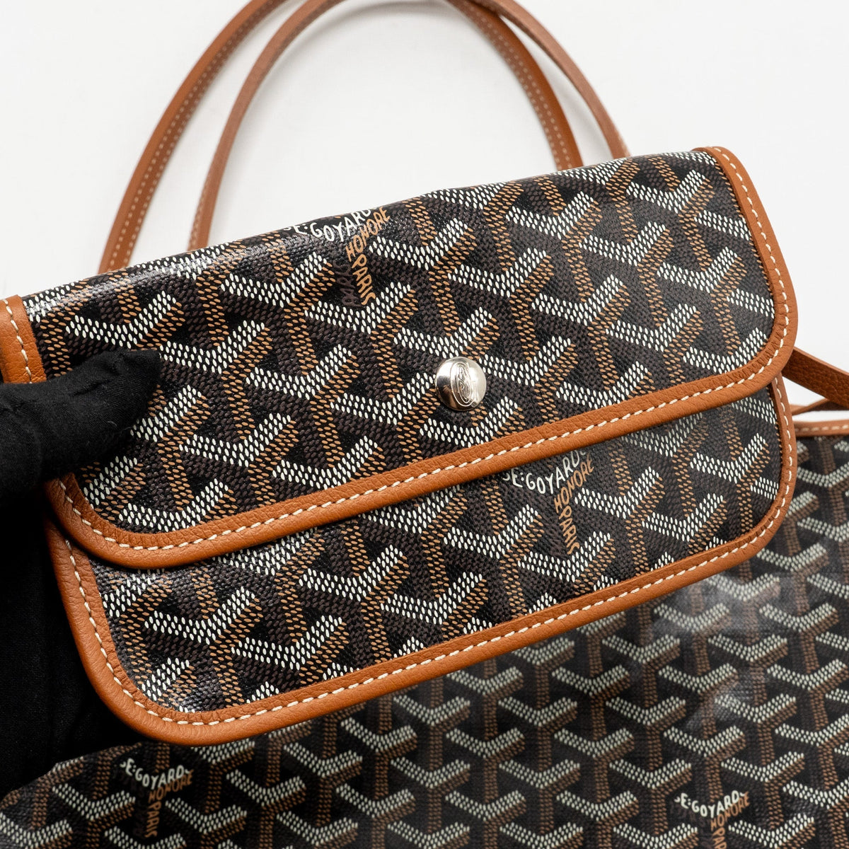 Goyard Saint Louis GM Tote Goyardine Canvas/Calfskin Black/Tan SHW