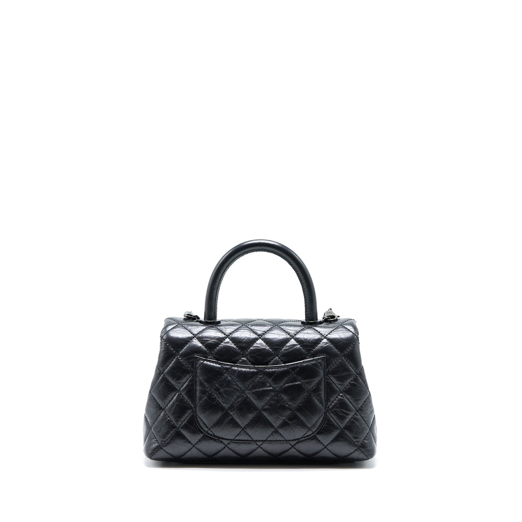 CHANEL SMALL COCO HANDLE AGED CALFSKIN SO BLACK WITH BLACK HARDWARE