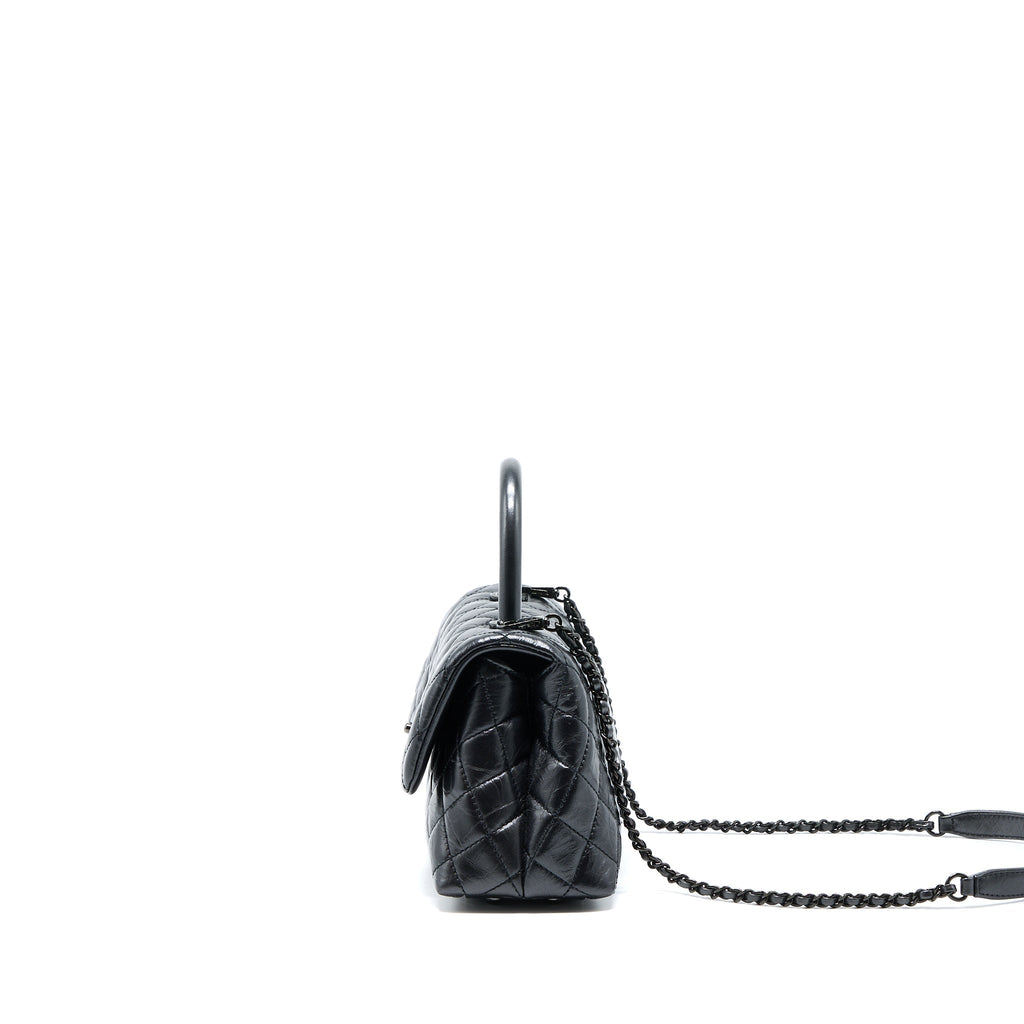 CHANEL SMALL COCO HANDLE AGED CALFSKIN SO BLACK WITH BLACK HARDWARE