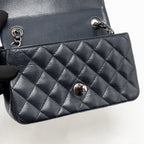 Chanel Mini Rectangular Flap Bag Caviar Dark Blue RUTHENIUM HARDWARE