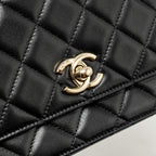 CHANEL TRENDY CC WALLET ON CHAIN LAMBSKIN BLACK LGHW (MICROCHIP)